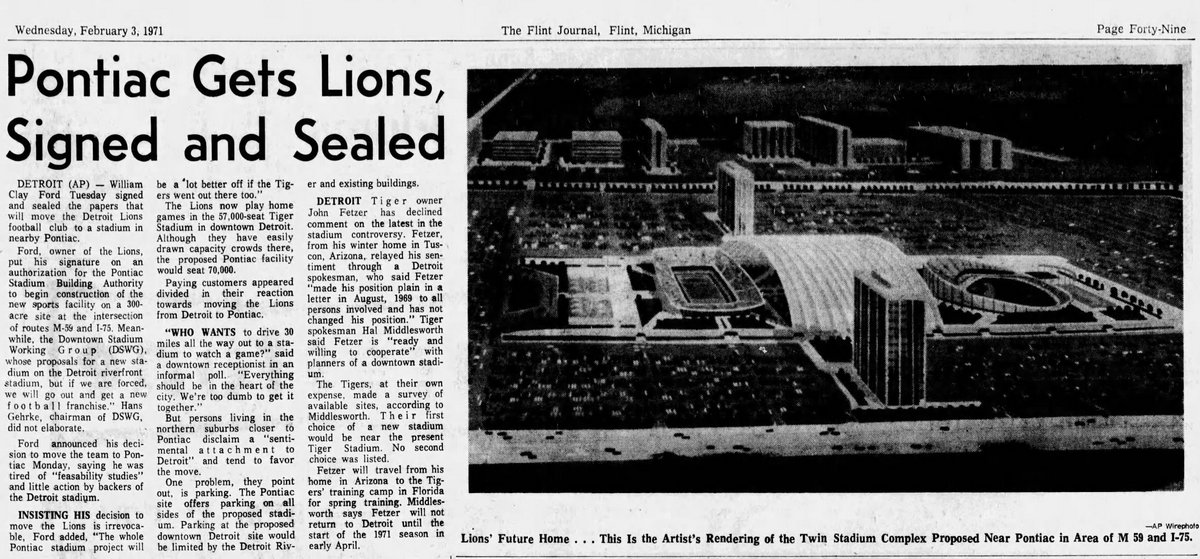 Unbuilt Sports Stadiums - Twin Stadium Pontiac Article And Rendering (newer photo)